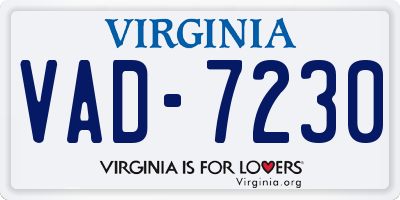 VA license plate VAD7230