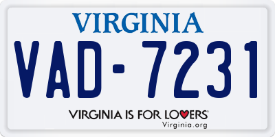 VA license plate VAD7231