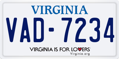 VA license plate VAD7234