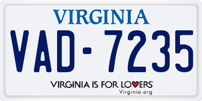 VA license plate VAD7235