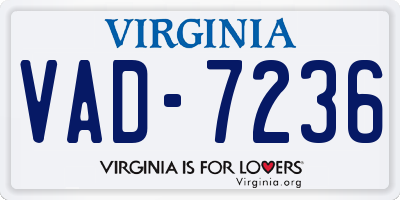 VA license plate VAD7236