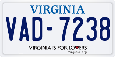 VA license plate VAD7238