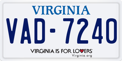 VA license plate VAD7240