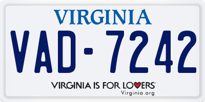 VA license plate VAD7242