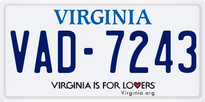 VA license plate VAD7243