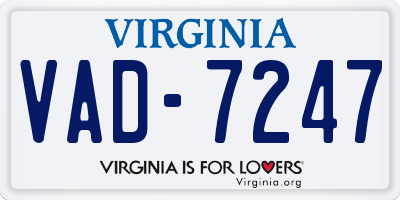 VA license plate VAD7247