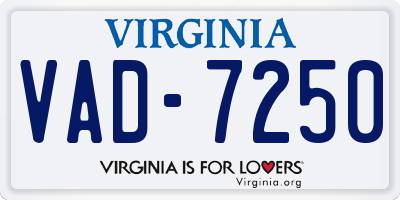 VA license plate VAD7250