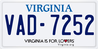 VA license plate VAD7252