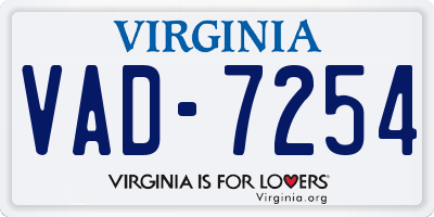 VA license plate VAD7254