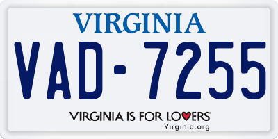 VA license plate VAD7255