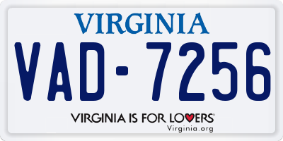 VA license plate VAD7256