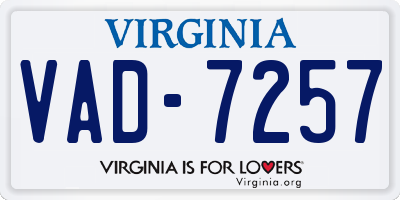 VA license plate VAD7257