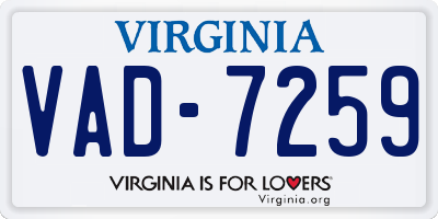 VA license plate VAD7259