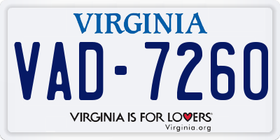 VA license plate VAD7260