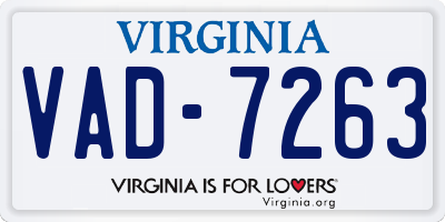 VA license plate VAD7263