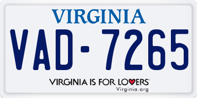 VA license plate VAD7265