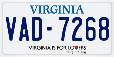 VA license plate VAD7268