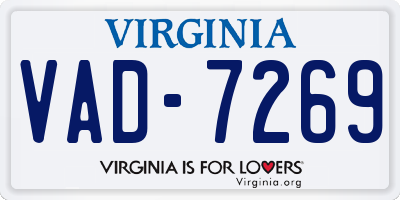 VA license plate VAD7269