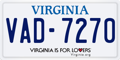 VA license plate VAD7270