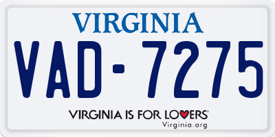 VA license plate VAD7275