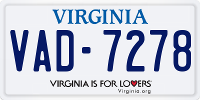 VA license plate VAD7278