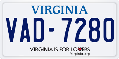 VA license plate VAD7280