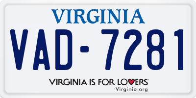 VA license plate VAD7281