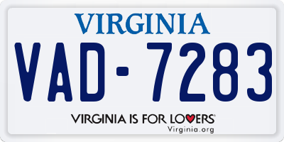 VA license plate VAD7283