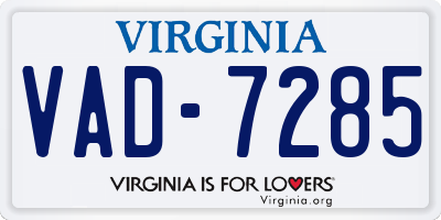 VA license plate VAD7285