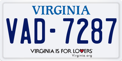 VA license plate VAD7287