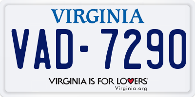 VA license plate VAD7290