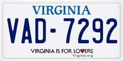 VA license plate VAD7292