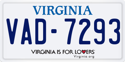 VA license plate VAD7293