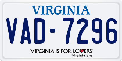 VA license plate VAD7296