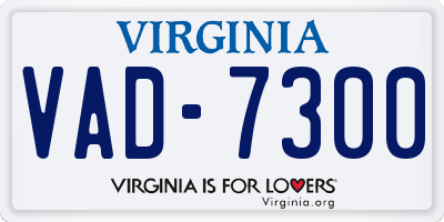 VA license plate VAD7300