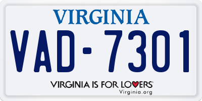 VA license plate VAD7301
