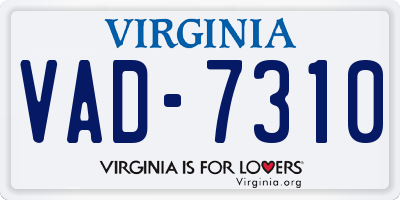 VA license plate VAD7310
