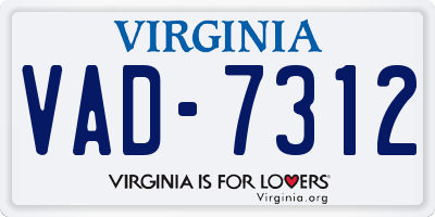 VA license plate VAD7312