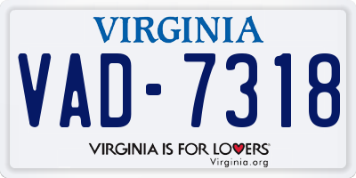 VA license plate VAD7318