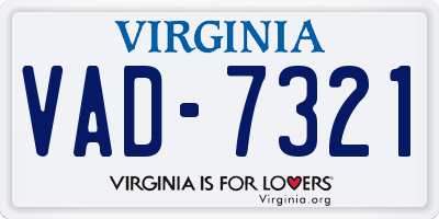 VA license plate VAD7321
