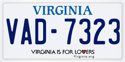 VA license plate VAD7323