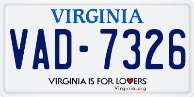 VA license plate VAD7326