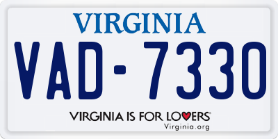 VA license plate VAD7330