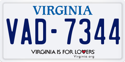 VA license plate VAD7344