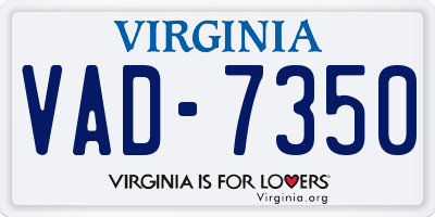 VA license plate VAD7350