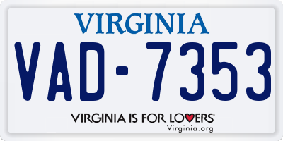 VA license plate VAD7353