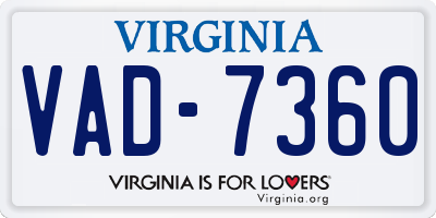 VA license plate VAD7360