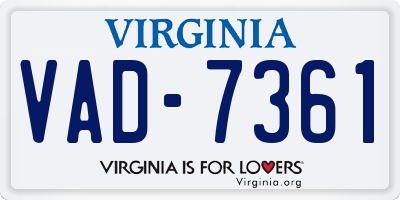 VA license plate VAD7361