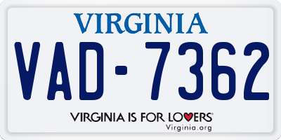VA license plate VAD7362