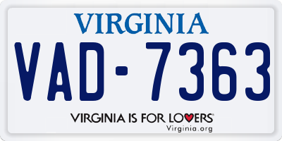 VA license plate VAD7363